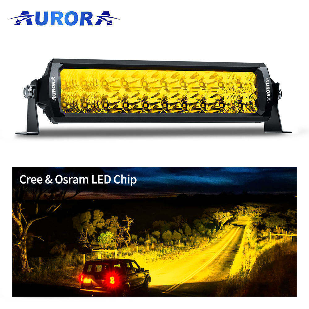 Aurora Yellow Driving Light Bar 10 inch Bumper light bar 30w 12V IP68 Led Off Road Light Bar for 4x4 Atv Led