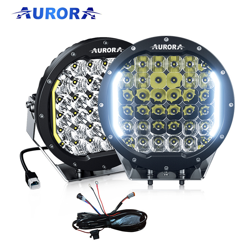 AURORA Patent Super Bright Waterproof Car LED Work Light 4x4 9 inch spot light for car Truck Offroad Round Led Driving Light