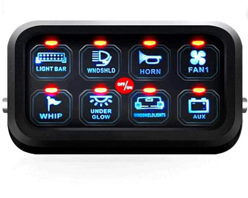 Universal 8 Gang LED Switch Panel Touch Control Panel Box 12V 24V With Circuit Control Box for Car Offroad Light