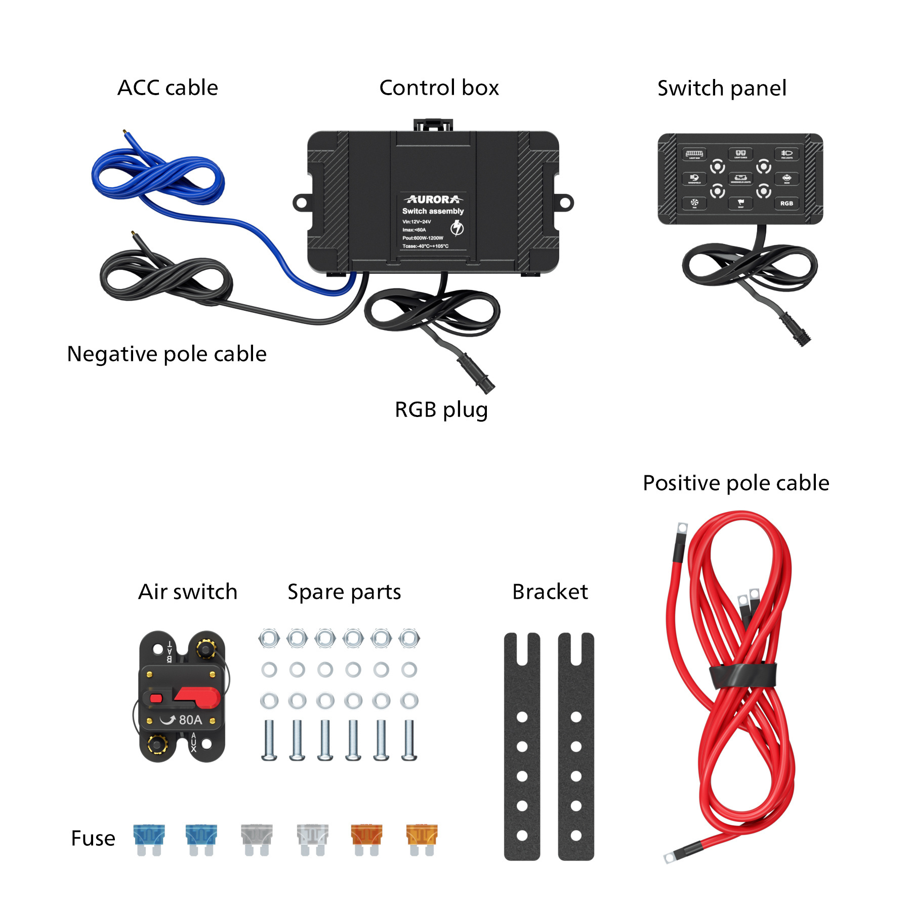 Aurora Universal 8 Gang Switch Panel Marine Boat SUV ATV UTV Truck 4x4 12V 24V OffRoad LED Switch Panel With Circuit Control Box