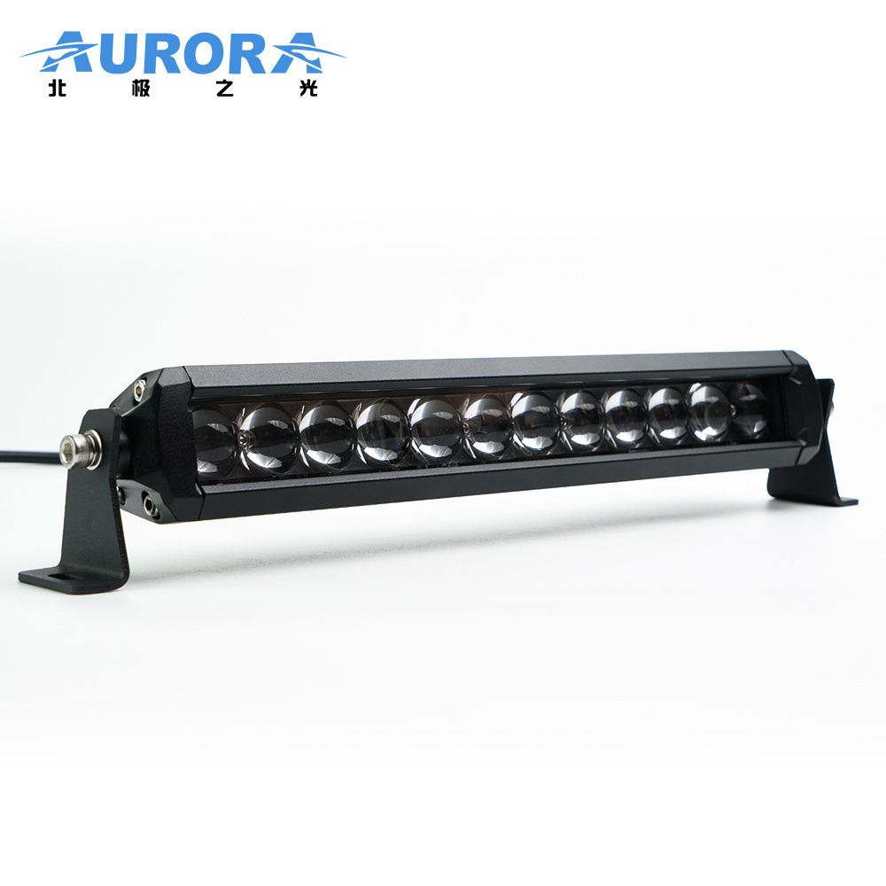 Aurora Patented Super Bright Spotlight Led Work Light Bar Barras 60W 12-24V Single Row Led Lens Light Bar for Boat 4x4 ATV 4WD