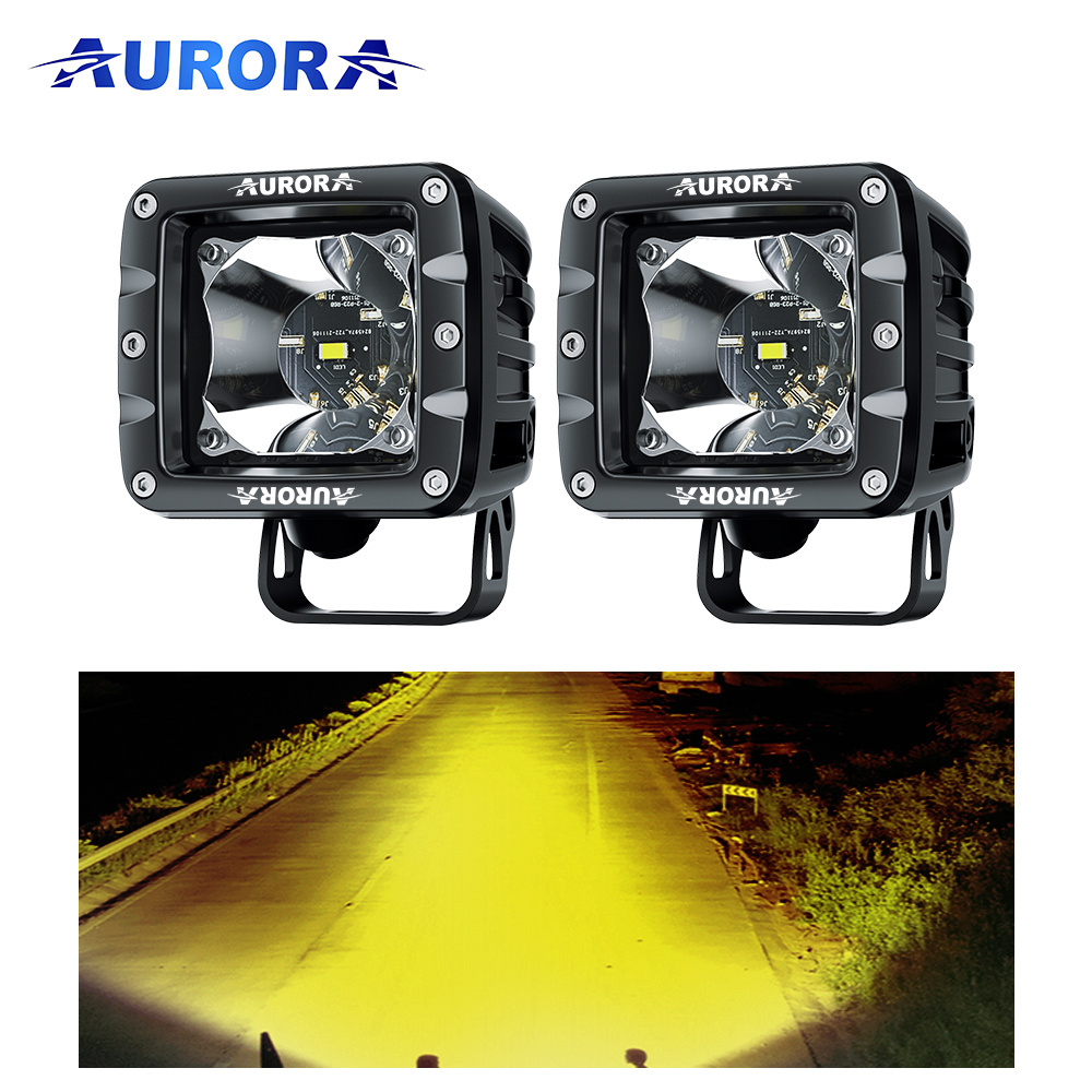 Aurora Spotlight Dual-Color Led Work Lamp 2inch 30W Mini Light Off road 4x4 ATV Truck Led Driving Light for Motorcycle