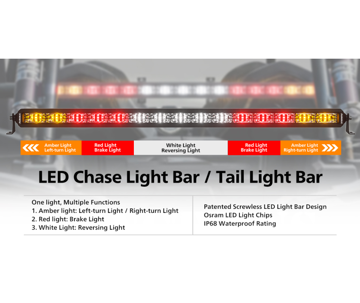 Aurora patented signal led light bar 30 inch screwless Offroad car Led Warning Light Bar for trucks car tail light