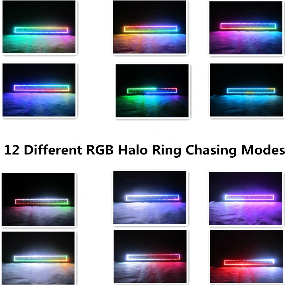 ADT 20 inch 126W Chasing Halo Multi Color Change Music APP Control RGB Led Light Bar For Boat Car Truck 4x4 SUV ATV