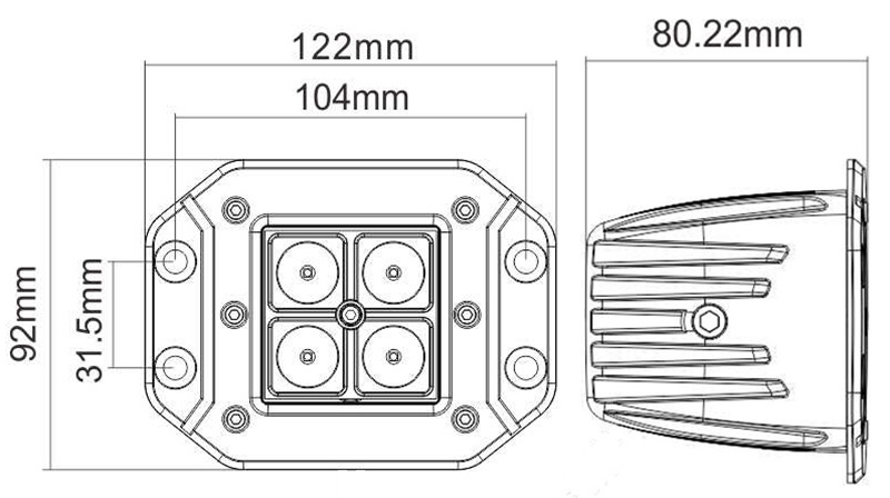 4*high power led 16W 24V Flush mount 3