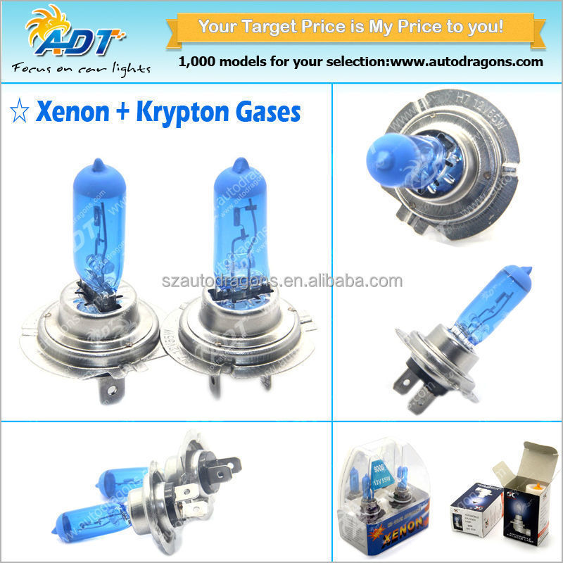 H7 Plasma Halogen Bulb 55W 12V Super White 7500K Xenon Bulb Krypton Gases