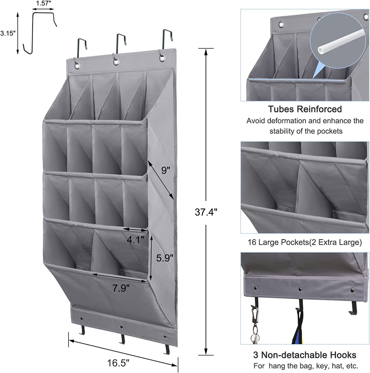 2 Pack Hanging Shoe Organizer Various Compartments with 6 Hooks Shoe Storage Rack Organizer for Shoes Home Accessories