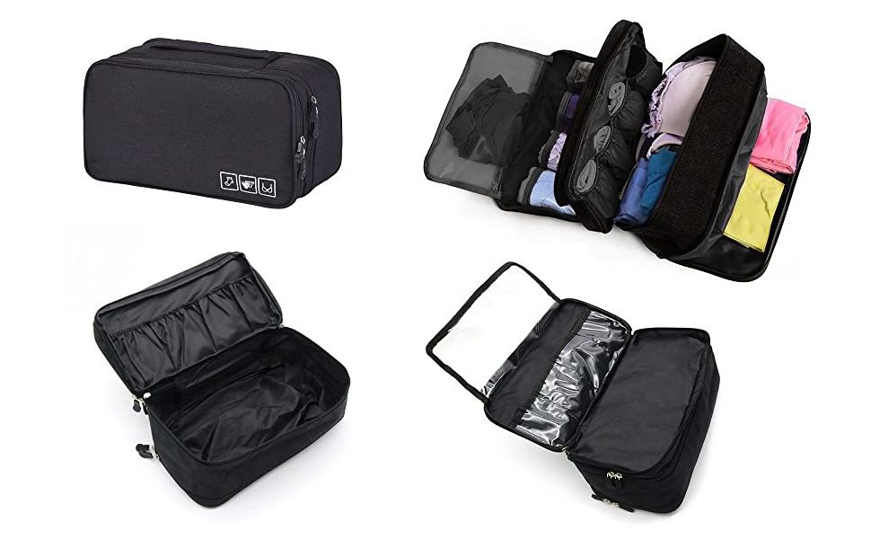 Multi Layer Travel Storage Bag Underwear Packing Portable Luggage Organizer Bra Cosmetic Toiletry Bag