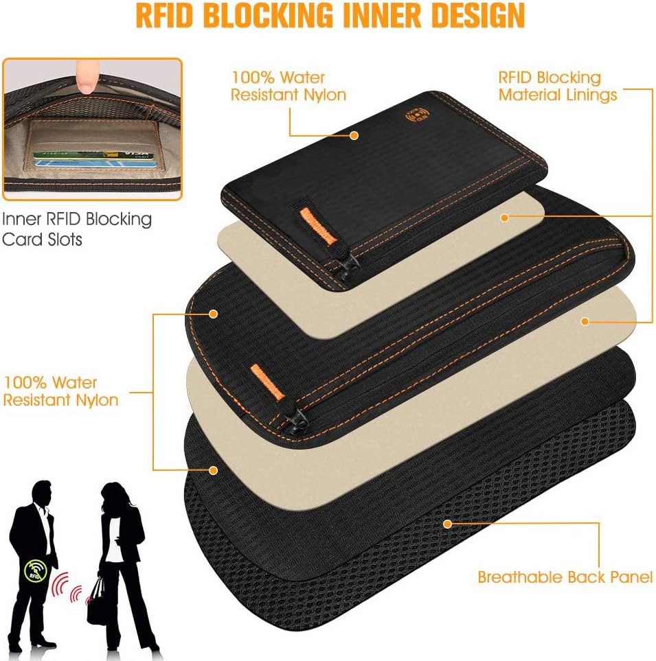 customize factory funky fashion OEM  waterproof rfid blocking ripstop nylon hidden travel money belt