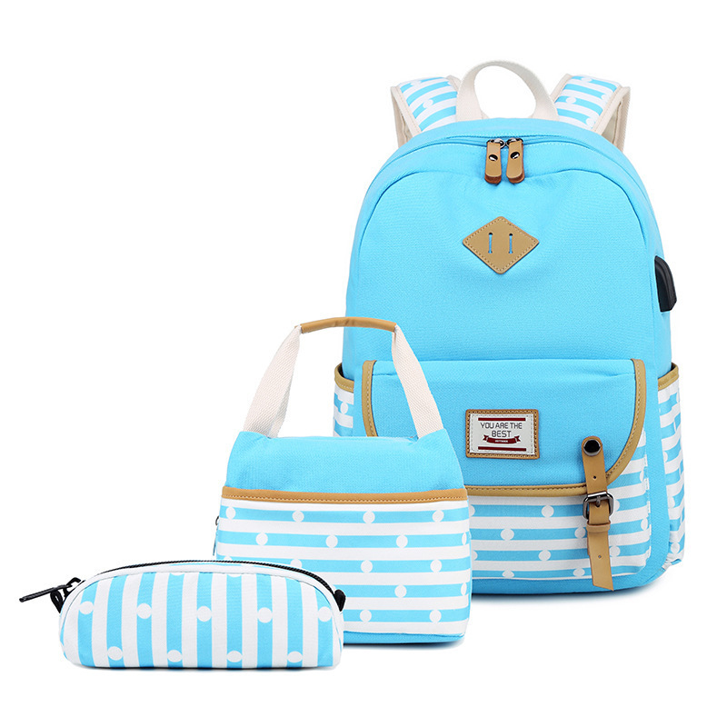 Premium new arrival BSCI factory fashion kids teenage funky girls high school bag backpack set