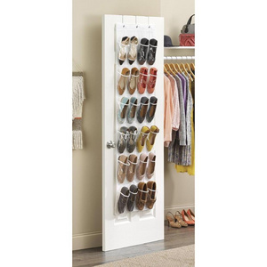 Clear Plastic White Over The Door Hanging Shoe Storage Organizer