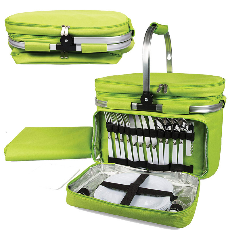 Portable Camping Grocery Insulated Foldable Picnic Basket Set