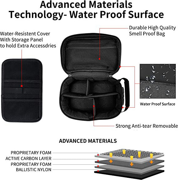 Large Travel Odorless Storage Bag Organizer Case with Lock Smell Proof Bags