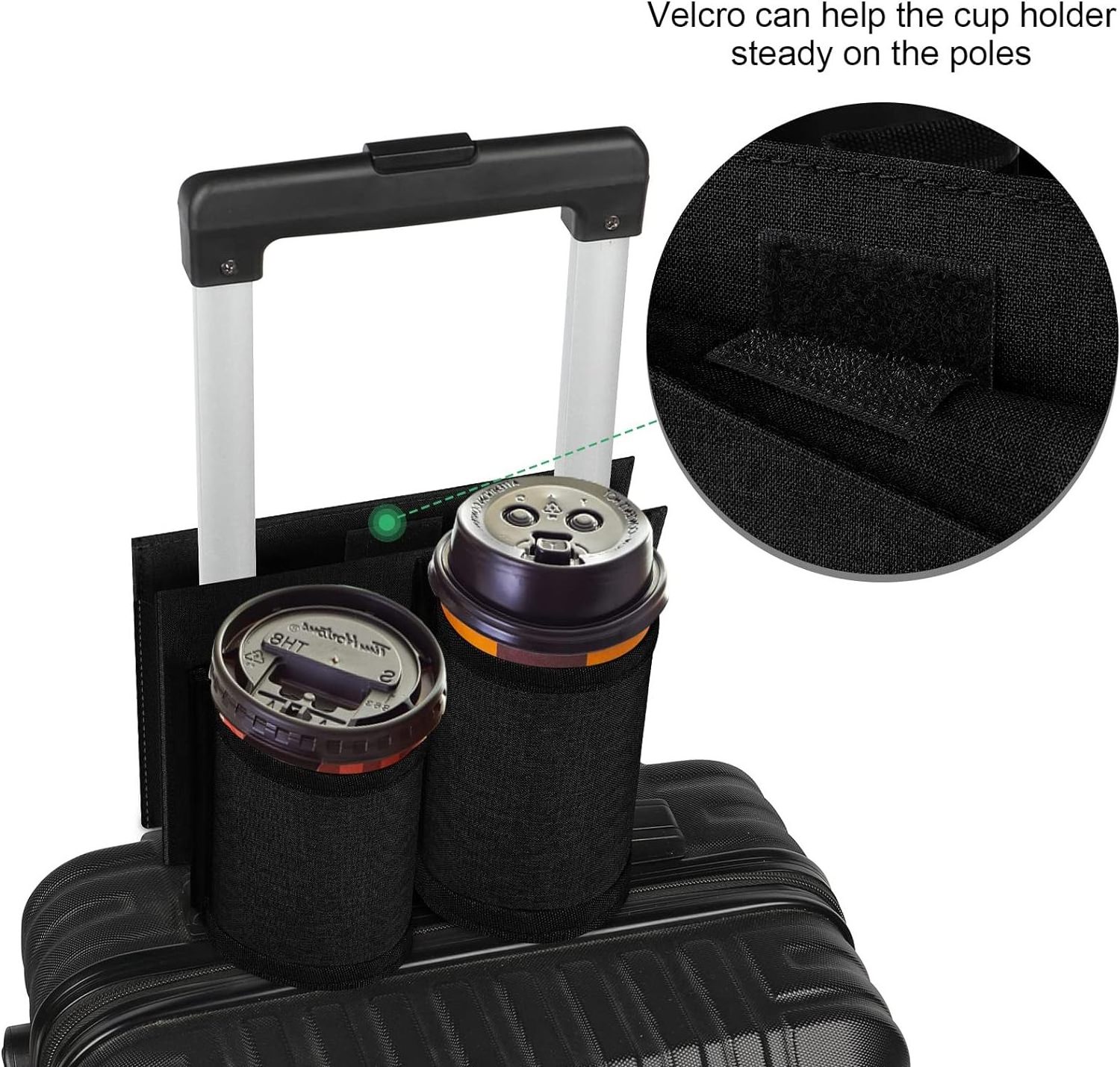 Perfect Gift Travelers Flight Luggage Cup Caddy Free Hands Suitcase Drinks Beverage Holder Universal Luggage Travel Cup Holder