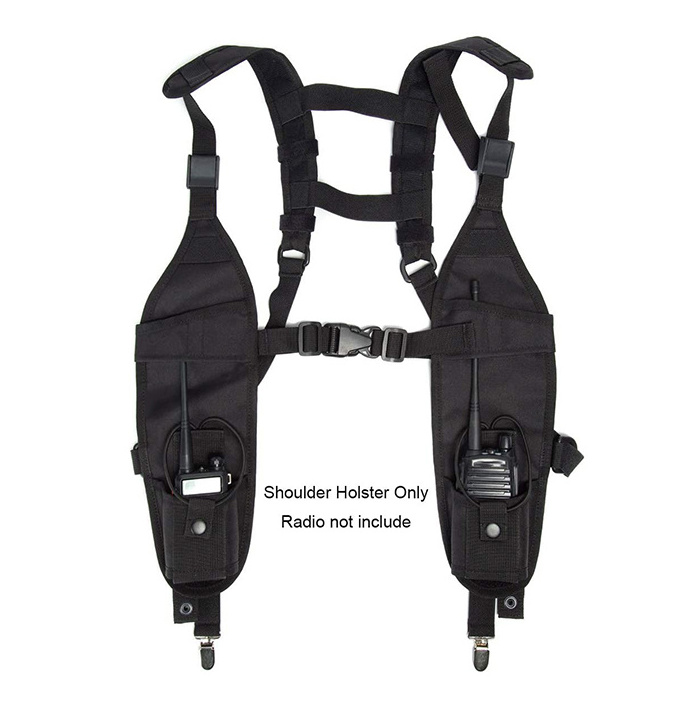 Universal Double Radio Shoulder Harness Holster Chest Vest Rig