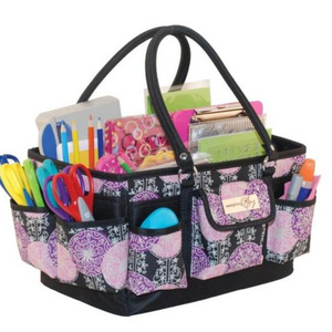 Wholesale custom deluxe scrapbook organizer Box oilcloth printed tote bag