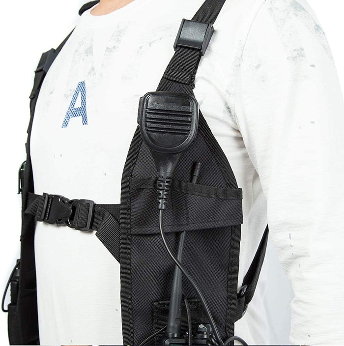 Universal Double Radio Shoulder Harness Holster Chest Vest Rig