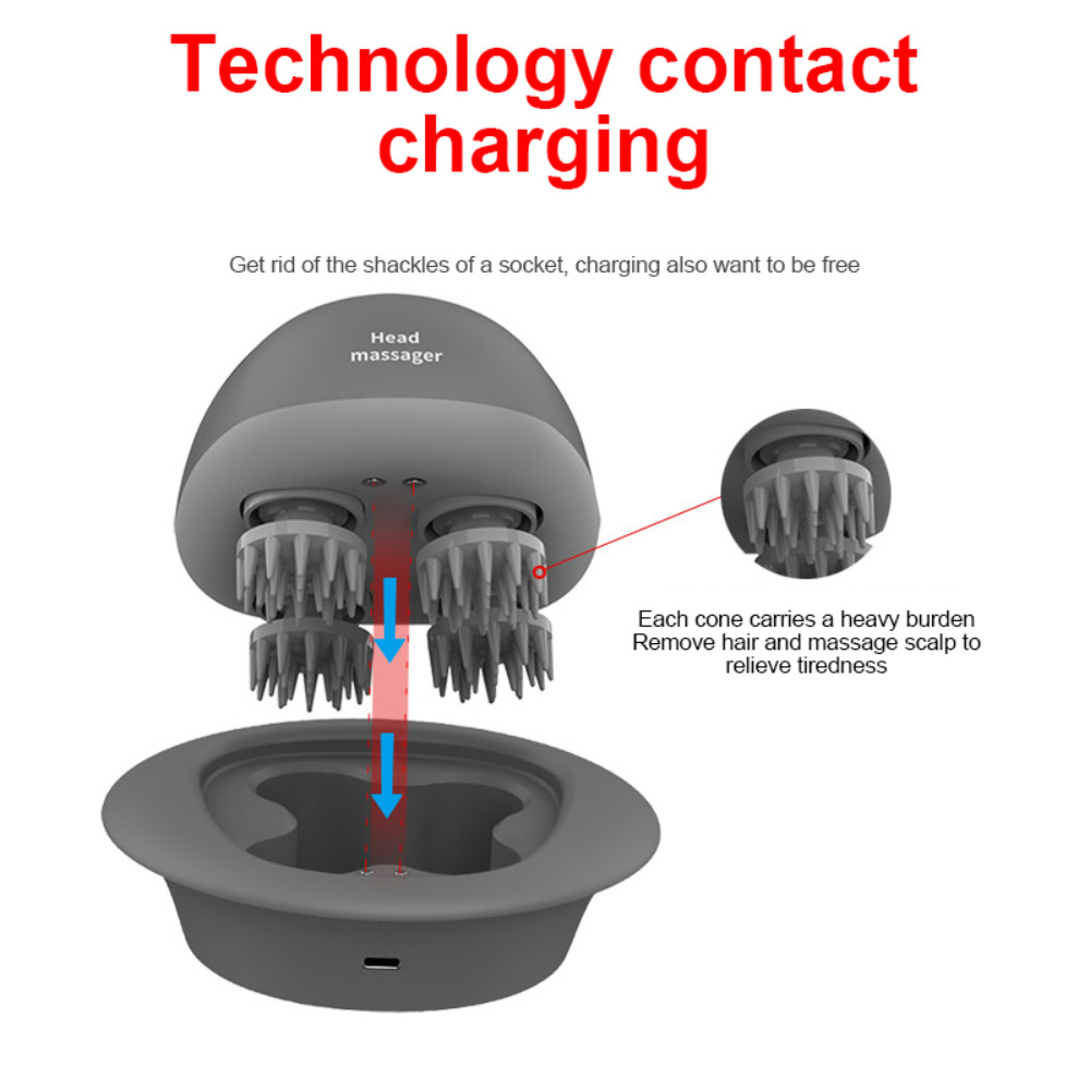 Rechargeable Electric Scalp Waterproof Head Massager  Held Electric Head Scalp Massager