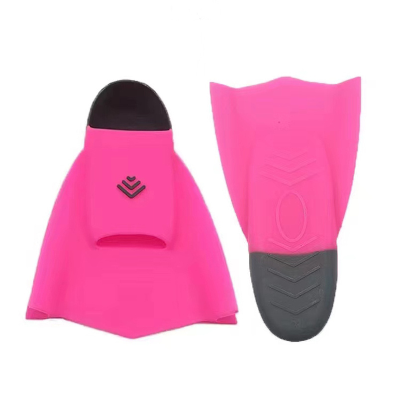 Floating silicon swimming flippers fins short blade wide size pool training swim flipper shoe with fixed heel strap