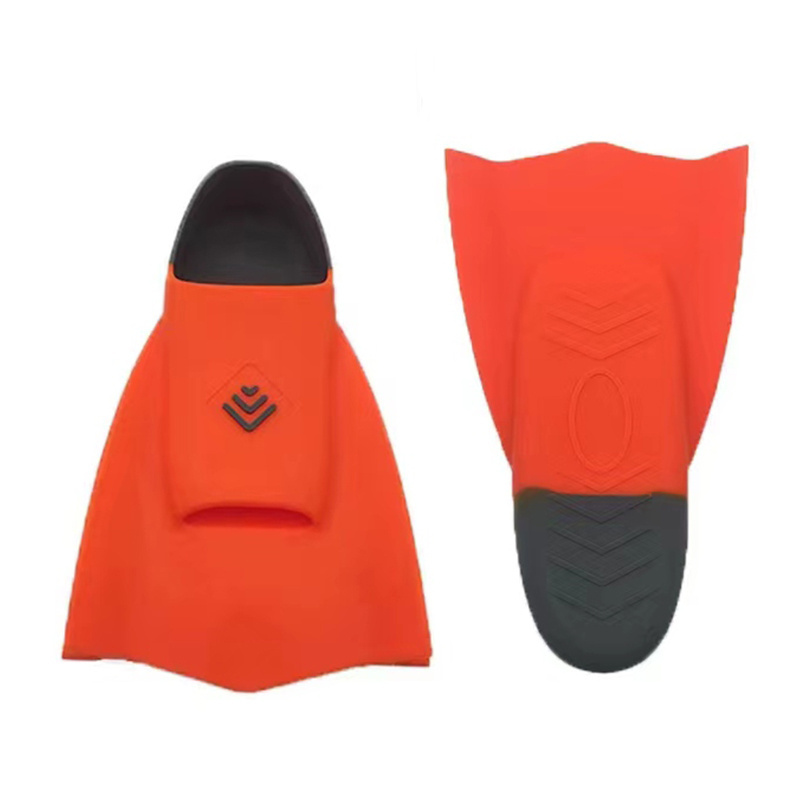 Floating silicon swimming flippers fins short blade wide size pool training swim flipper shoe with fixed heel strap