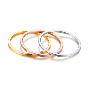 Factory Hot 1mm Minimalism Stainless Steel Ring Gold Plated Finger Jewelry Rings Women