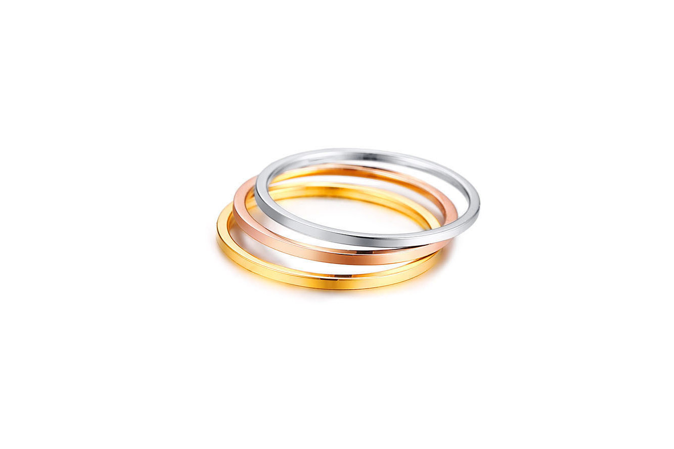 Factory Hot 1mm Minimalism Stainless Steel Ring Gold Plated Finger Jewelry Rings Women