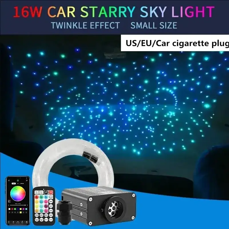 16W Twinkle Car LED Star Ceiling Light Starry Sky Bluetooth APP Fiber Optic Auto Car Interior Roof star rgb Atmosphere Lamp