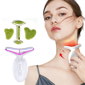 Electric Neck Massager And Gua sha stone Face Lifting 7 LED Red Light Therapy Skin Whitening Anti Wrinkle Beauty Device