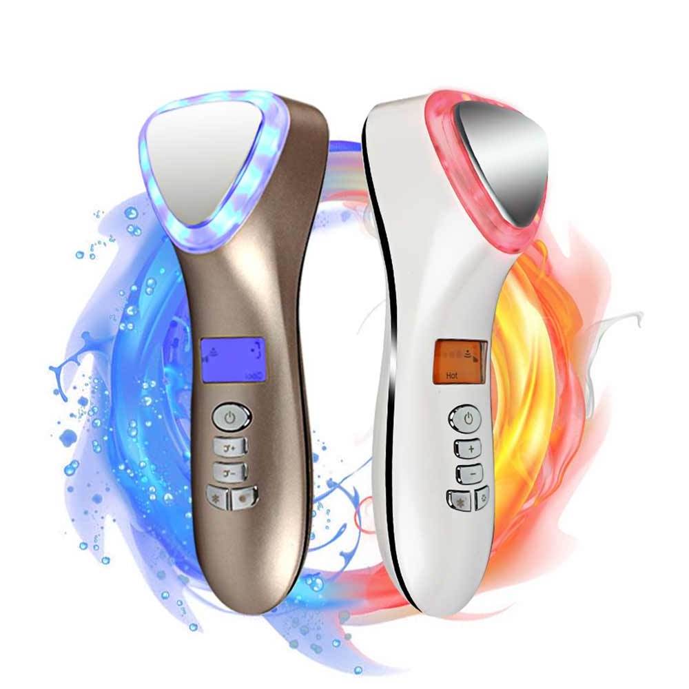 Hot Cold Machine Electric Vibrating Facial Massage Device  for Skin Tightening Wand Ultrasonic Face massager