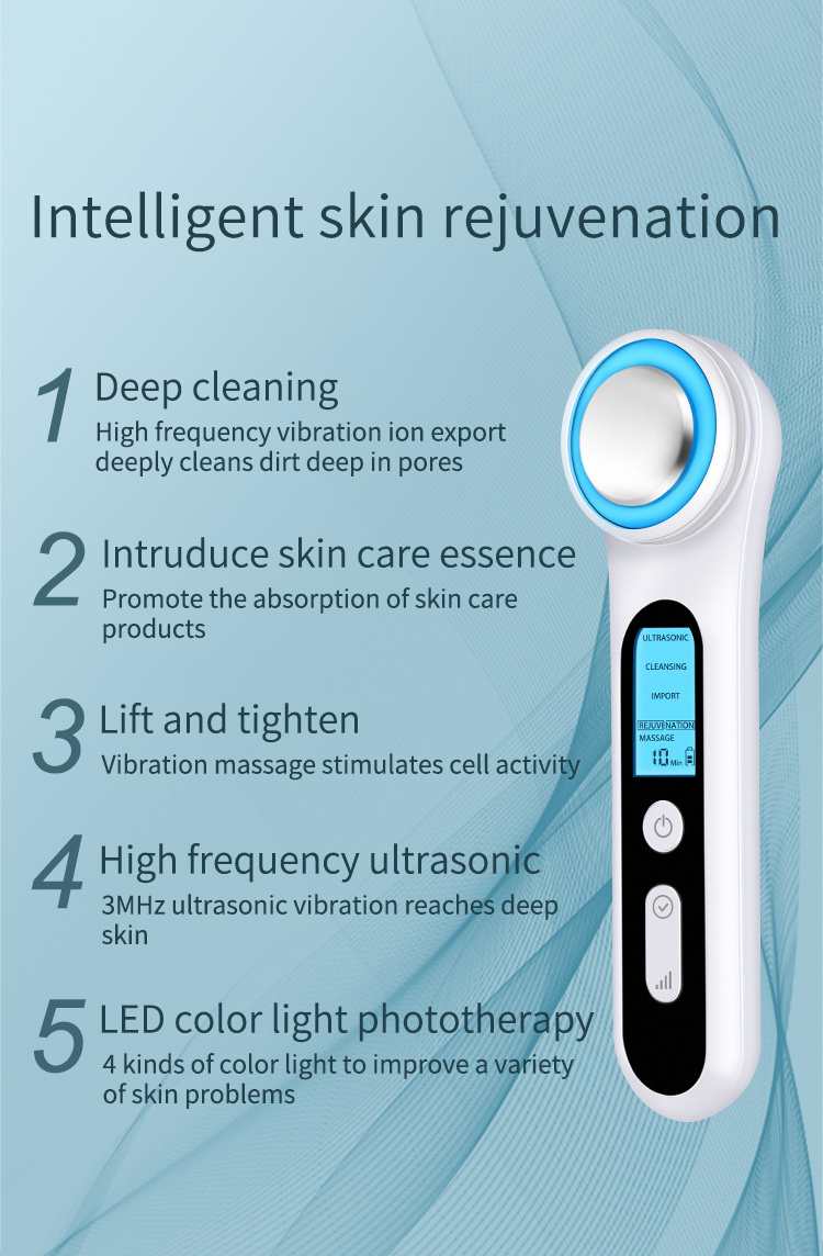 Rejuvenation Ultrasonic Clean Import LED Facial  beauty Massager