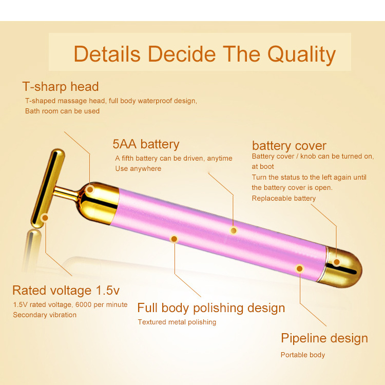 Manufacturer 24K Gold Vibrate Lift Up Slim V Face Beauty Device