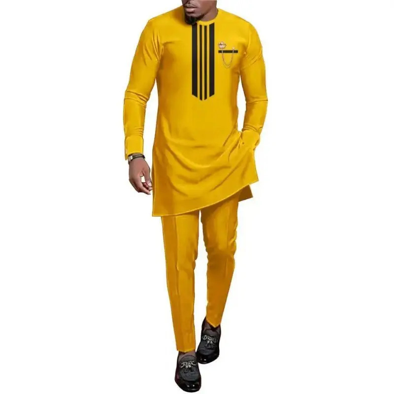 Hot selling new African men's suit digital top and pants 2-piece set M-4XL