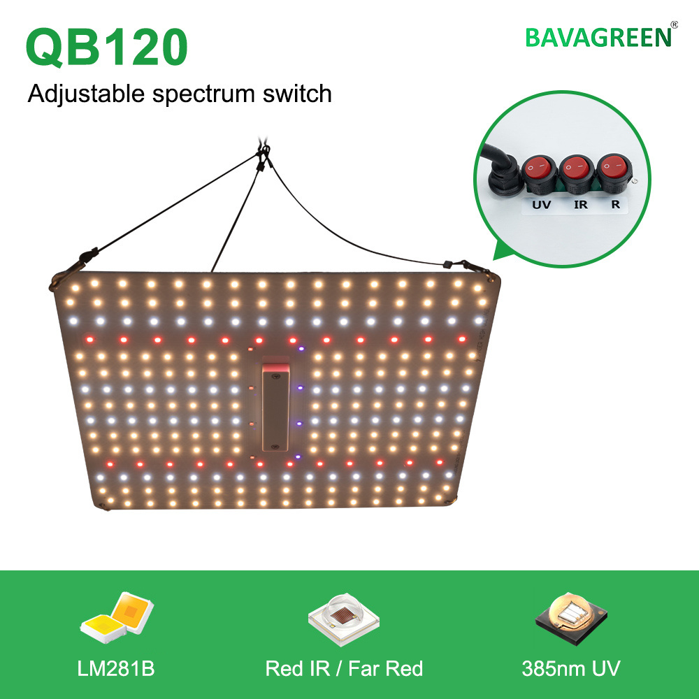 BAVA New 120W Samsung LED Grow Light UV IR Veg Bloom Spectrum Dimmable Plant Grow Lights for Hydroponic Indoor 2x3 Growing Tent