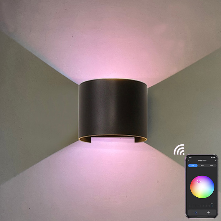 hot Smart LED RGB Dimming Wall Lamp IP65 Waterproof Outside Lights WiFi BlueTooth APP Control Wall Sconce 9/12W