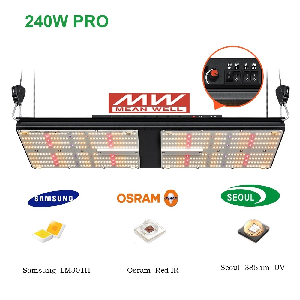 BAVA 2x4 Indoor Tent Kit 240W Samsung UV IR  LED Grow Light Smart WIFI Controller Inline Duct Fan Filter Ventilation System