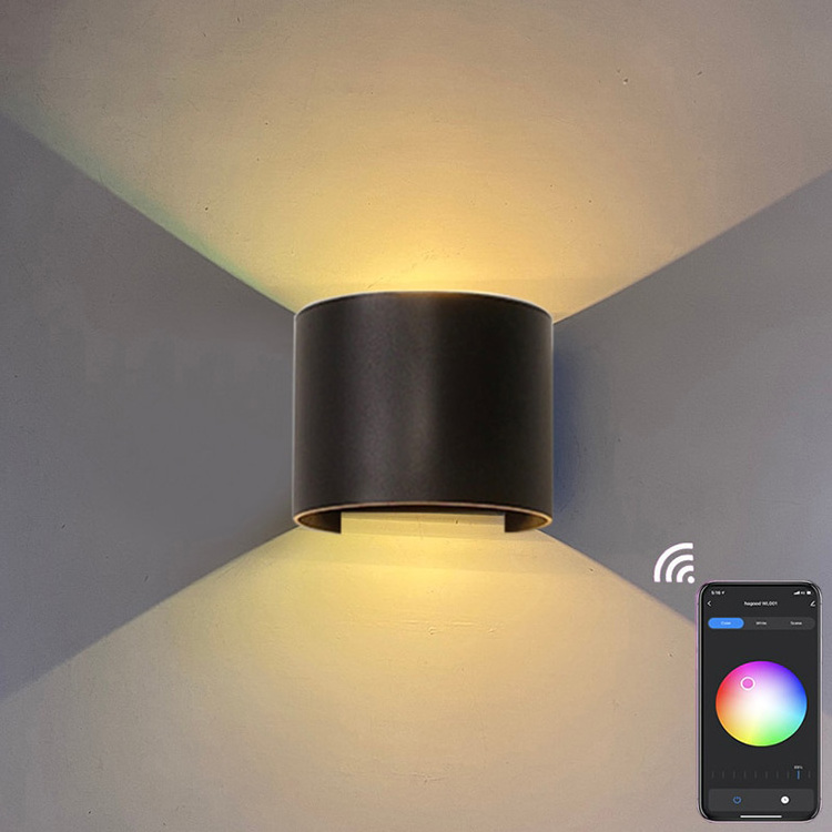 hot Smart LED RGB Dimming Wall Lamp IP65 Waterproof Outside Lights WiFi BlueTooth APP Control Wall Sconce 9/12W