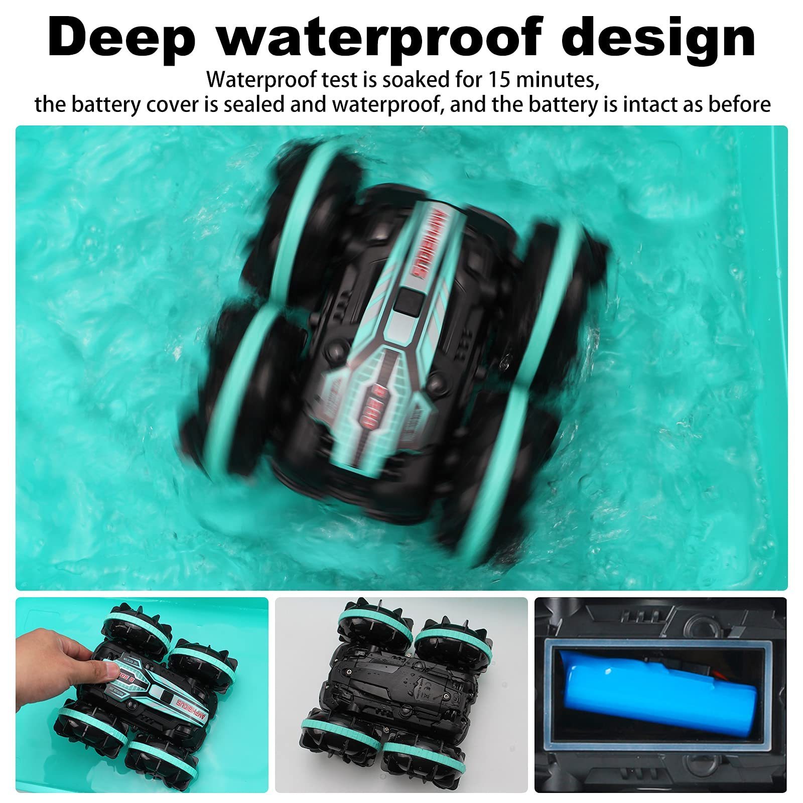 Popular Amphibious Double Side Driving Remote Control Car RC Off-Road Car Monster Truck Toy Four-wheels 360 Degree RC Stunt Car