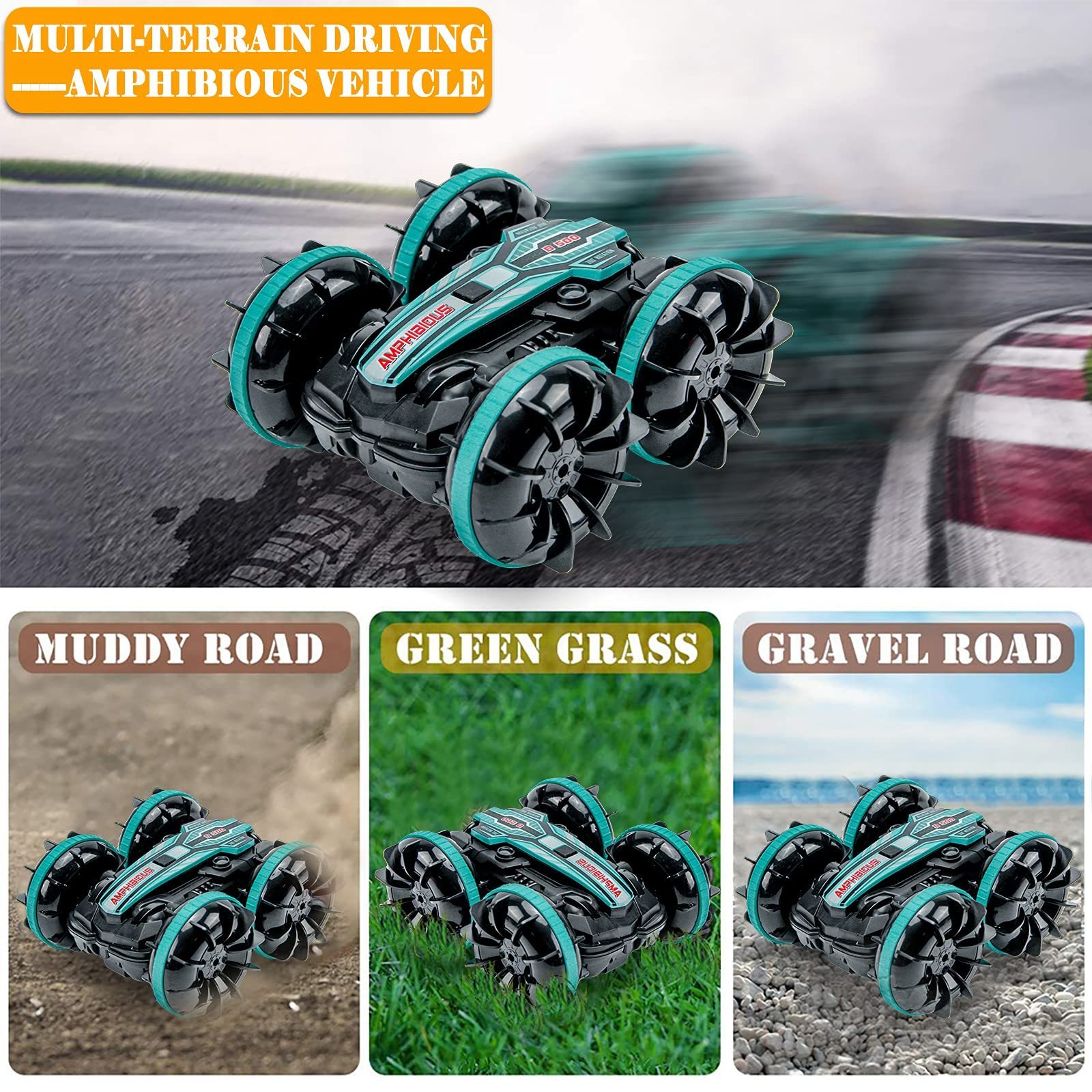 Popular Amphibious Double Side Driving Remote Control Car RC Off-Road Car Monster Truck Toy Four-wheels 360 Degree RC Stunt Car