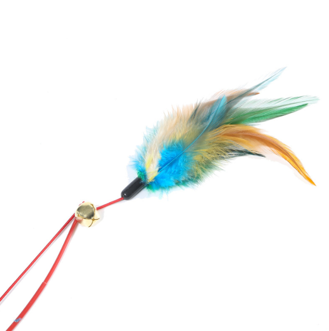 Wholesales Wire Colored Feather Cat Sticks Send Interactive Cat Teaser Stick Toy