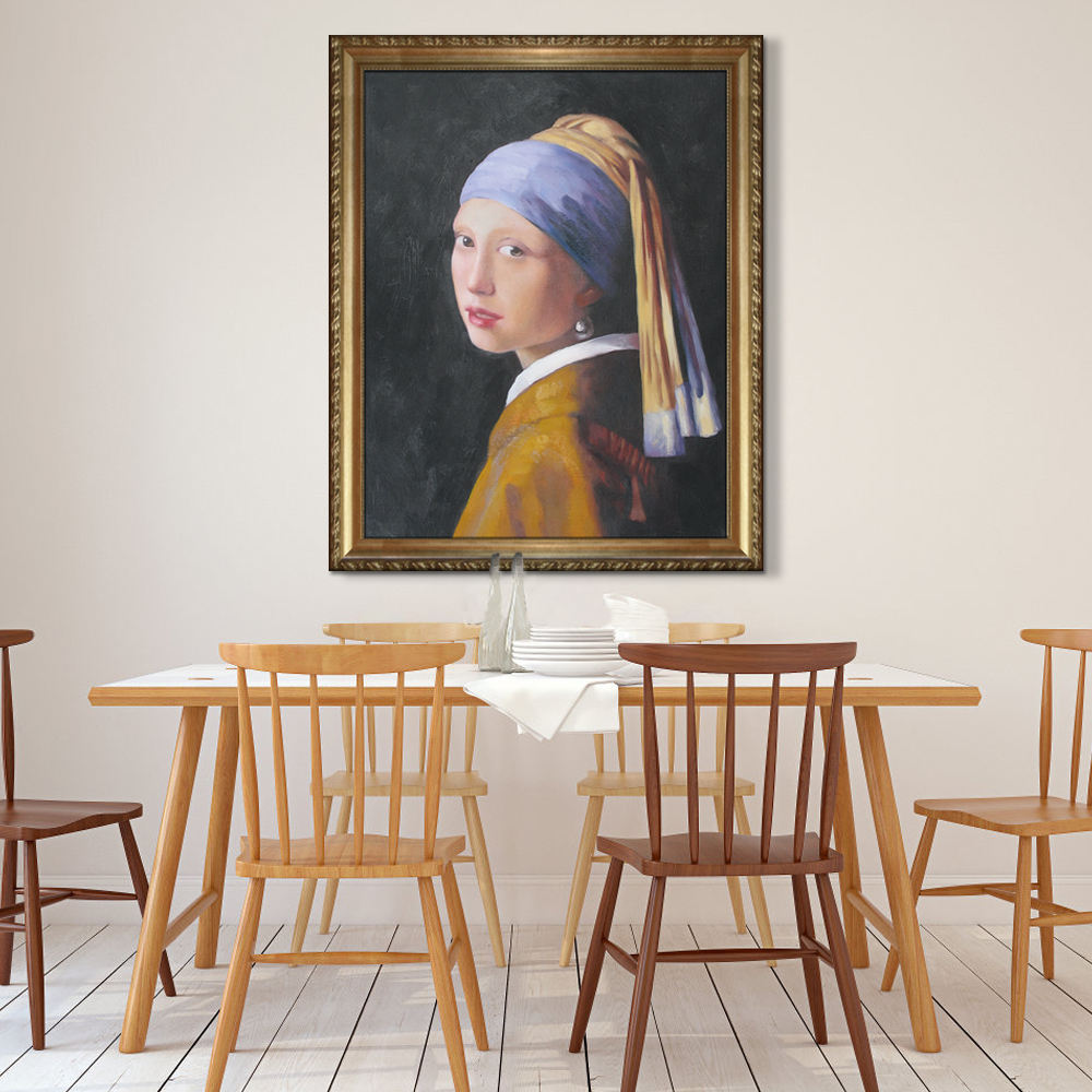 Famous Girl with a Pearl Earring Oil Painting Canvas Portrait Oil Painting For Living Room Hotel