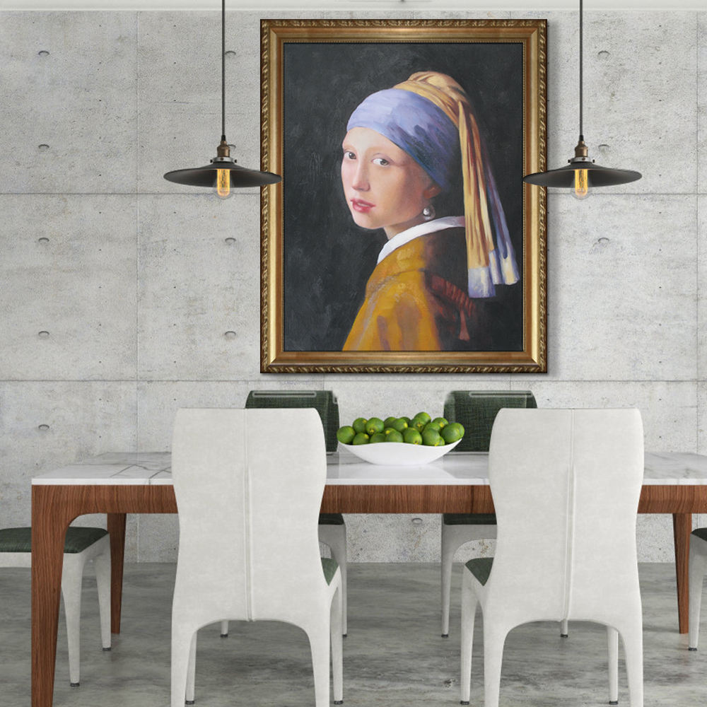 Famous Girl with a Pearl Earring Oil Painting Canvas Portrait Oil Painting For Living Room Hotel