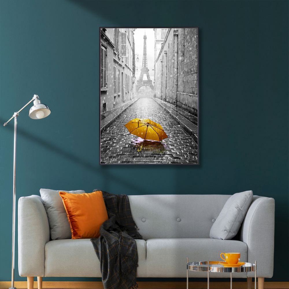 Hotel Decoration Modern Abstract Custom Picture Paris Street Canvas Prints Wall Art Painting with Frame