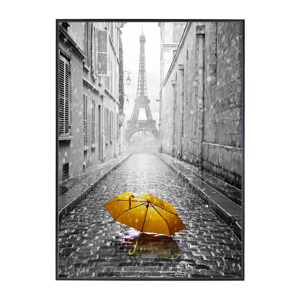 Hotel Decoration Modern Abstract Custom Picture Paris Street Canvas Prints Wall Art Painting with Frame