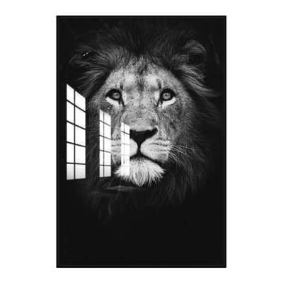 Custom Designs UV Print Modern Glass Painting Lions Wall Art 3D Crystal Porcelain Painting