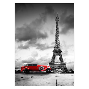 Wholesale Factory Wall Art Paris Theme Red Car Landscape Custom Picture Canvas Prints