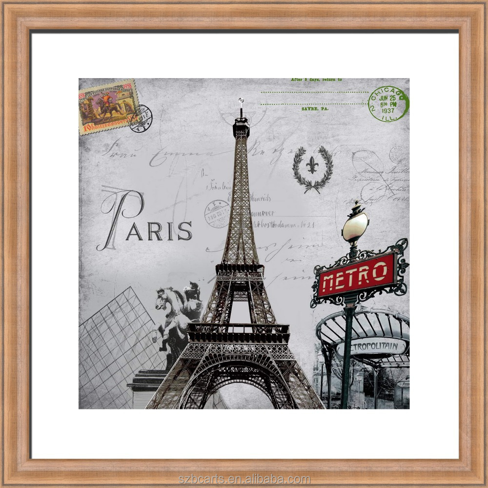 Wholesale Factory Wall Art Paris Theme Red Car Landscape Custom Picture Canvas Prints