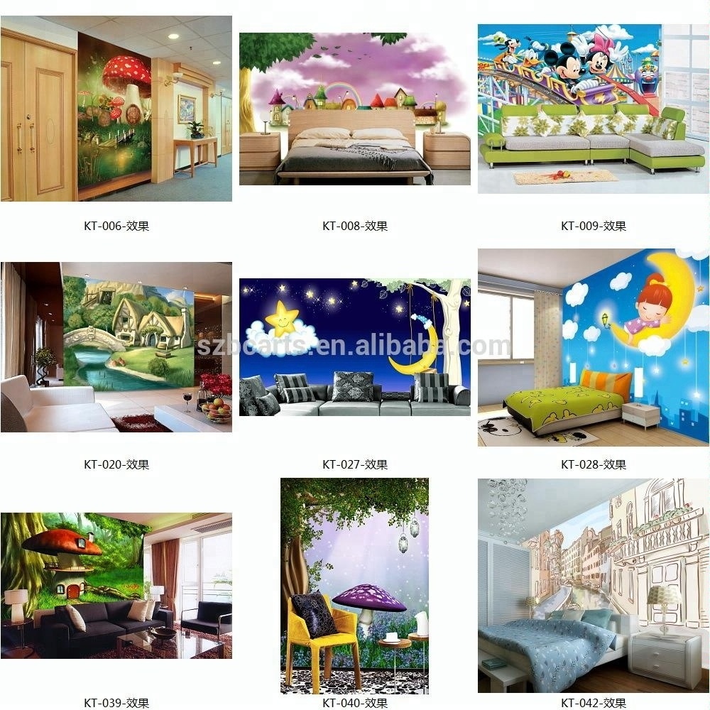 Custom Large Size Cute Cartoon Design Canvas Wall Stickers  For Kids Room Decoration