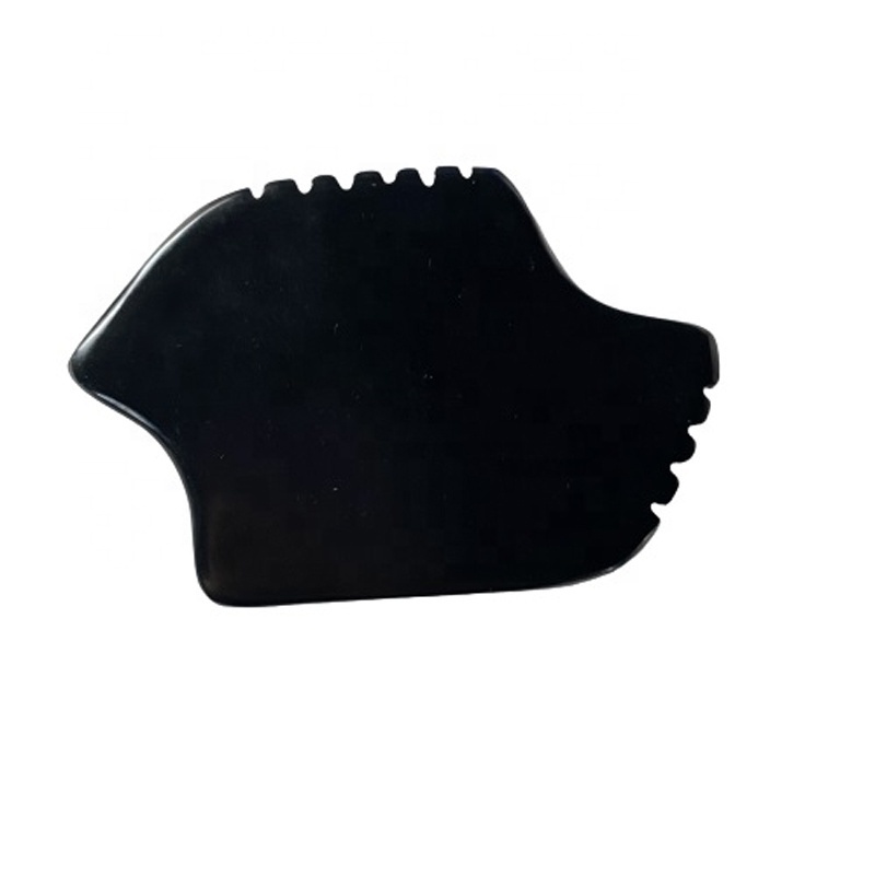 Natural Large Body Gua Sha Massage Tool Gemstone Black Bian Stone Guasha Facial Massager Oem Custom Logo Bian Stone Gua Sha