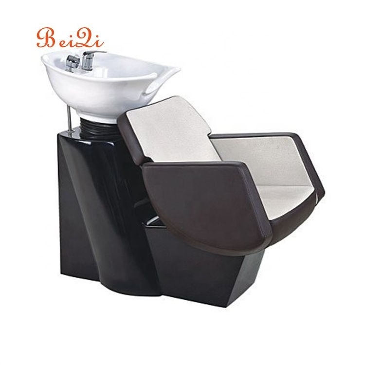 Commercial acrylic lay down washing salon shampoo chair with ceramic bowl