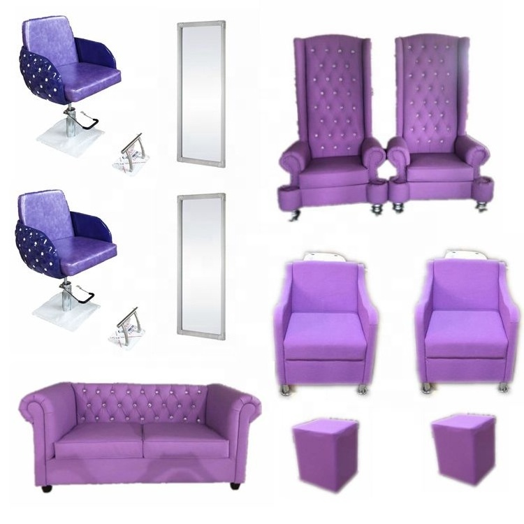 Hair Salon Furniture Set Cheap Hair Cut Chair Purple Barber Chair for Sale